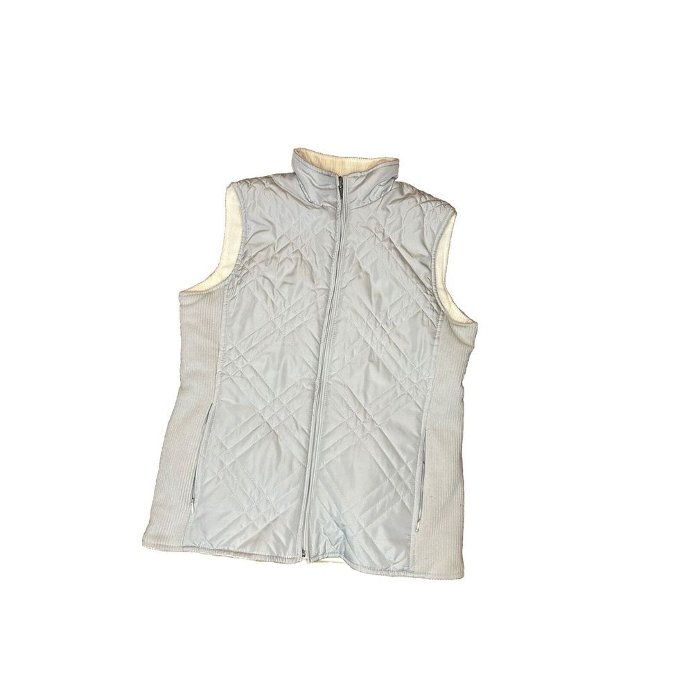 Izod Puffer Vest‎ Reversible Zip Up Fleece  Lightweight Grayish White Vest Sz S